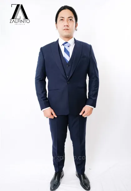 Blazer, Suit & Pants MIDNIGHT BLUE TR TAILORED FIT CUSTOMIZED SINGLE BREASTED SUIT SET with SUIT VEST by ZALFINTO PREMIUM 3 111_1