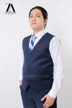 MIDNIGHT BLUE TR TAILORED FIT CUSTOMIZED SUIT VEST by ZALFINTO PREMIUM