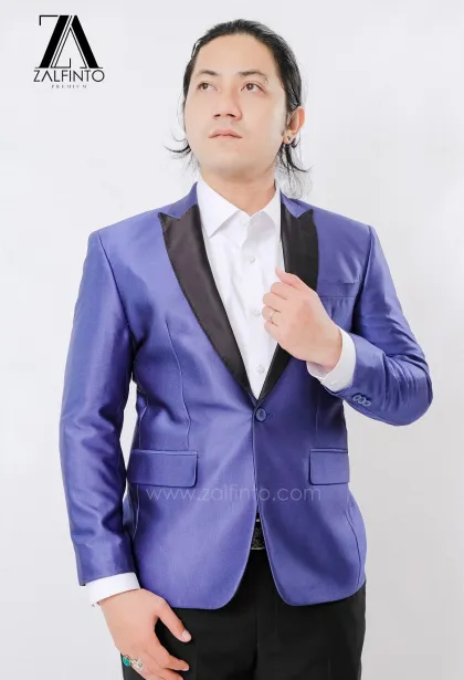 Blazer, Suit & Pants SHINY BLUE BLACK LAPEL TR TAILORED FIT CUSTOMIZED SINGLE BREASTED SUIT  by ZALFINTO PREMIUM 2 119_1