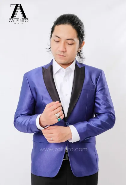 Blazer, Suit & Pants SHINY BLUE BLACK LAPEL TR TAILORED FIT CUSTOMIZED SINGLE BREASTED SUIT  by ZALFINTO PREMIUM 3 121_1