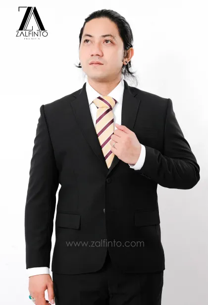Blazer, Suit & Pants KNIGHT BLACK TR TAILORED FIT CUSTOMIZED SINGLE BREASTED SUIT SET by ZALFINTO PREMIUM 1 126_1