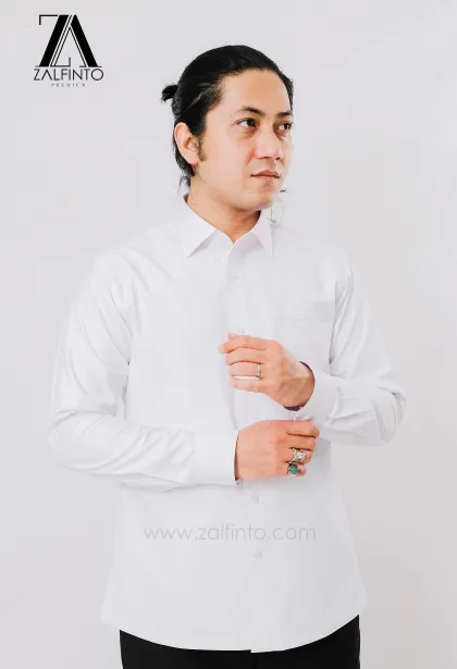 Dress Shirt PEARL WHITE THICK SEMI WOOL CUSTOMIZED DRESS SHIRT by ZALFINTO PREMIUM 2 128_1