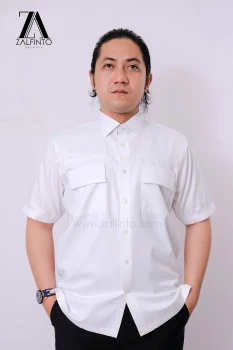 PEARL WHITE SQUARE MOTIVE COTTON CUSTOMIZED DRESS SHIRT by ZALFINTO PREMIUM