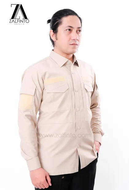 Dress Shirt KHAKI THICK SEMI WOOL CUSTOMIZED TACTICAL SHIRT by ZALFINTO PREMIUM 2 141_1