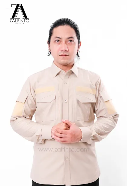 Dress Shirt KHAKI THICK SEMI WOOL CUSTOMIZED TACTICAL SHIRT by ZALFINTO PREMIUM 1 142_1