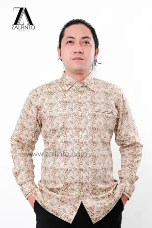 Dress Shirt ABSTRACT GOLD MOTIVE SOFT PRINTED COTTON CUSTOMIZED DRESS SHIRT by ZALFINTO PREMIUM 1 146_1
