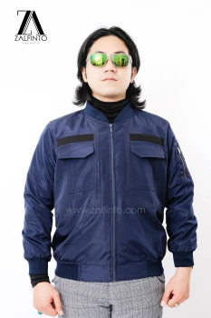 MIDNIGHT BLUE TACTICAL BOMBER JACKET by ZALFINTO PREMIUM